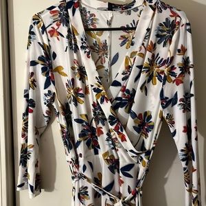 Cream flower print dress size large.